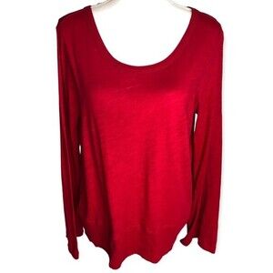 DKNY Sport Women's Red Pullover Long Bell-Sleeve Top